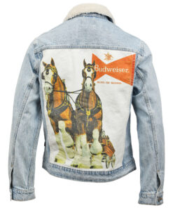 Budweiser Anheuser-Busch Sherpa Trucker Jacket with Clydesdale Print