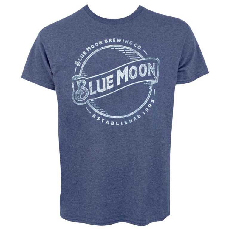 Blue Moon Distressed Line Logo Men’s Heather Blue T-Shirt