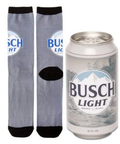 Busch Light Beer Mountains Logo Crew Socks In Beer Can Gift Packaging