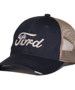 Ford Logo Tea Stained Worn Pre-Curved Adjustable Trucker Hat