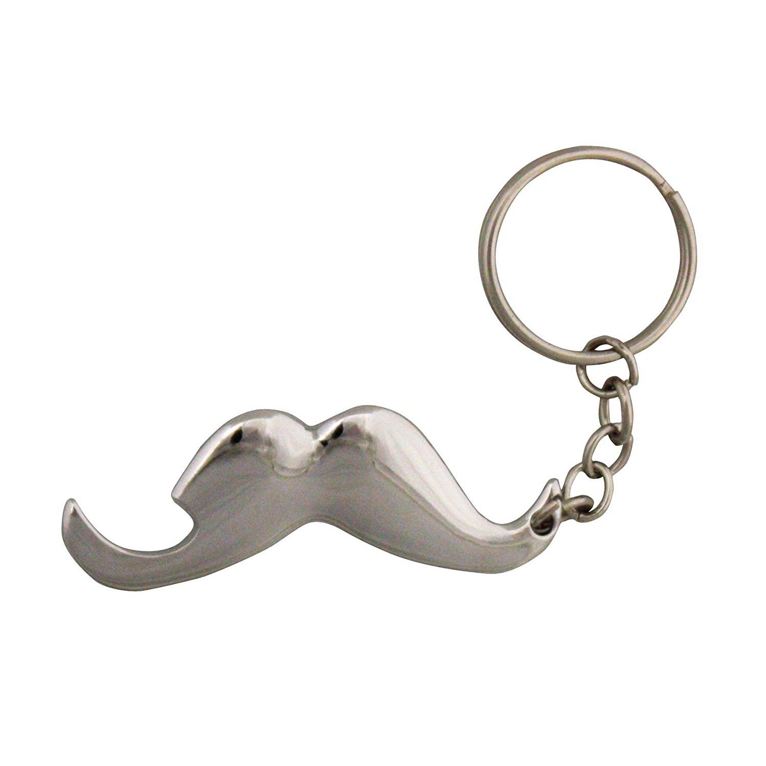 Mustache Shaped Metal Bottle Opening Keychain