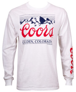 Coors Mountain Logo Sleeve Print Men's White Long Sleeve Shirt