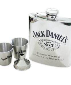 Jack Daniel's Old No. 7 Logo Metal Flask With Shot Glasses