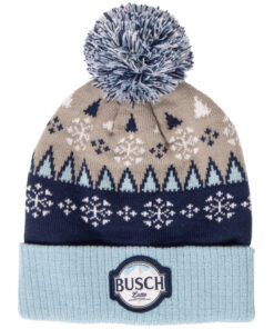 Busch Latte Beer Snowflakes Knit Cuff Pom Beanie