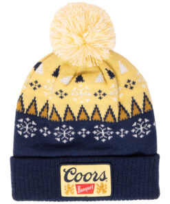 Coors Banquet Beer Snowflakes Knit Cuff Pom Beanie