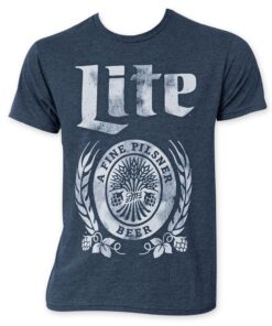 Miller Lite Distressed Logo Navy Blue T-Shirt