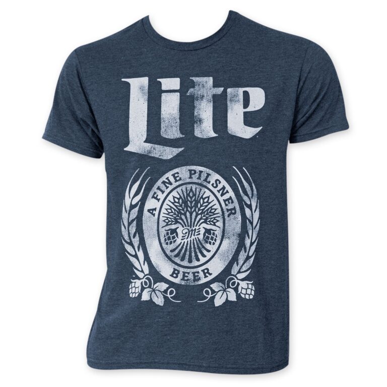 Miller Lite Distressed Logo Navy Blue T-Shirt