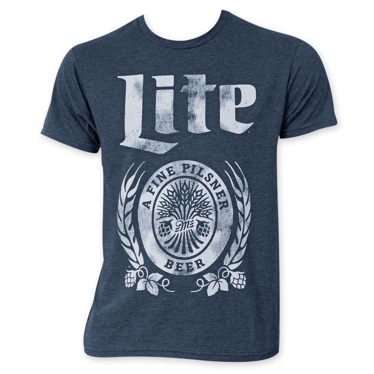 Miller Lite Distressed Logo Navy Blue T-Shirt