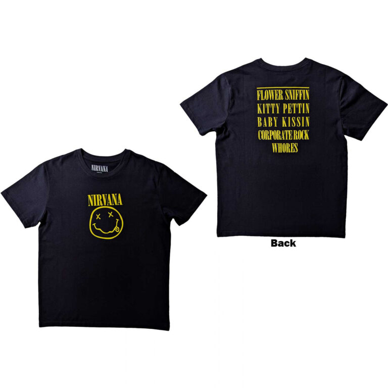 Nirvana Flower Sniffin Front and Back Print T-Shirt