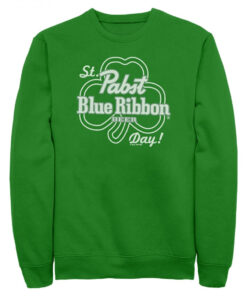 Pabst Blue Ribbon Beer Day! St. Patrick's Day Clover Fleece Sweatshirt