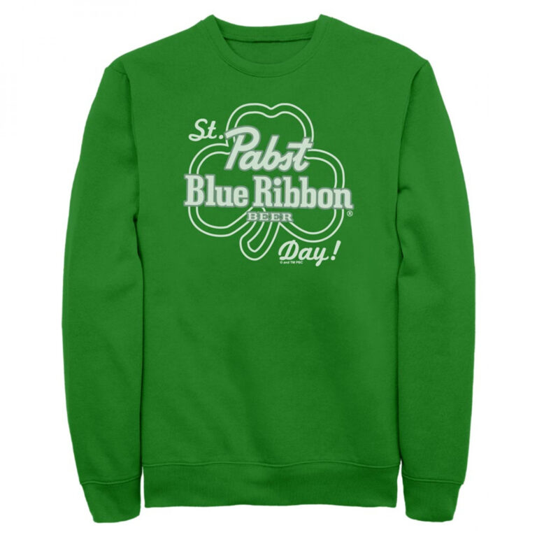 Pabst Blue Ribbon Beer Day! St. Patrick’s Day Clover Fleece Sweatshirt