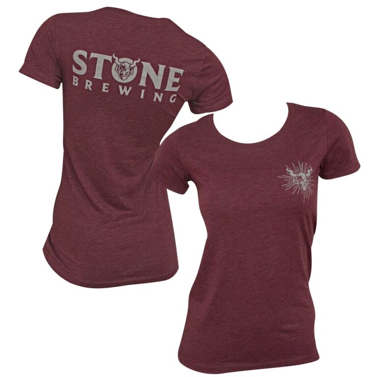 Stone Brewing Logo Women’s Burgundy T-Shirt
