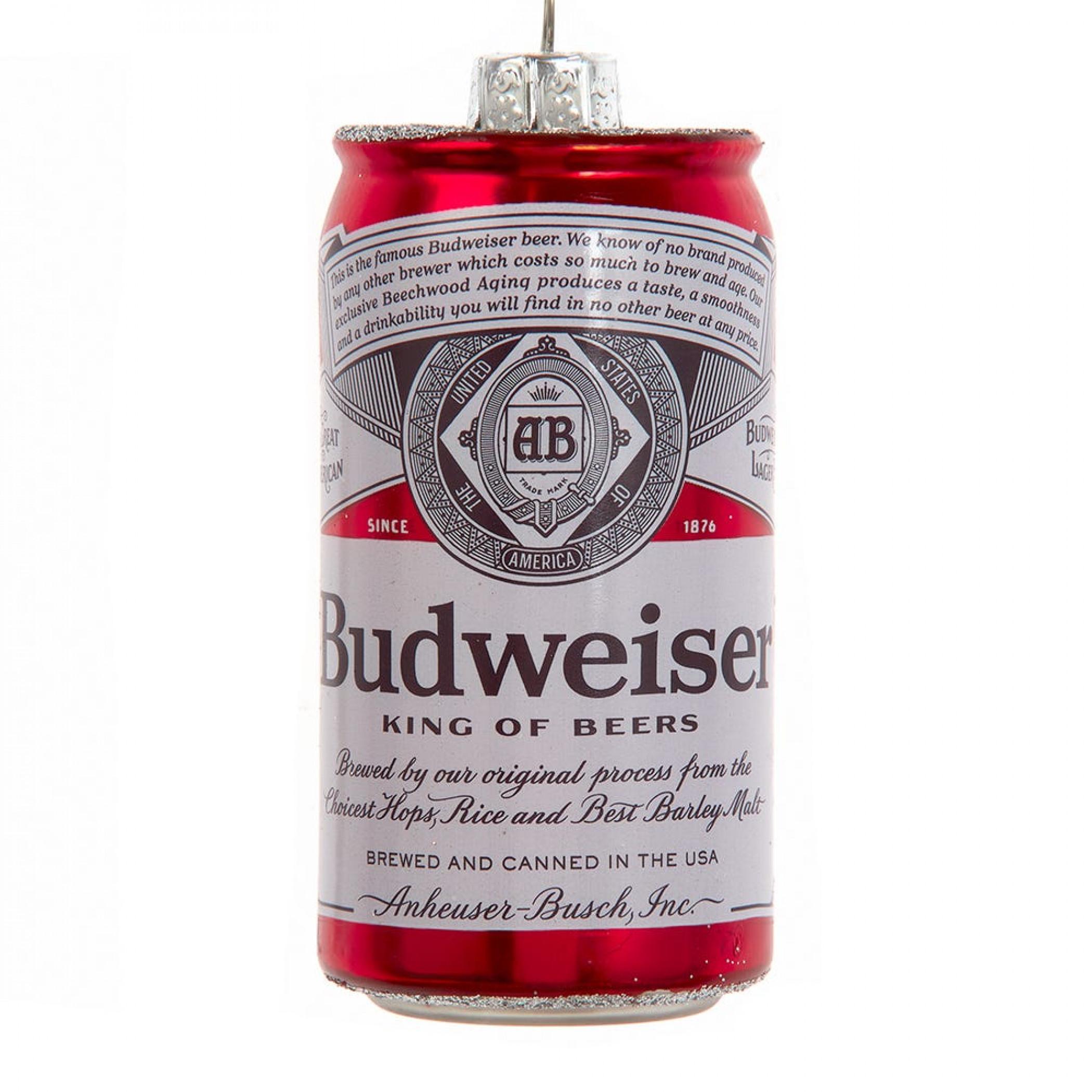 Budweiser Can Glass Ornament