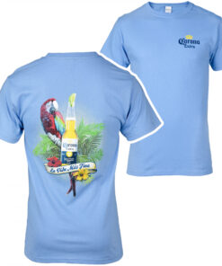 Corona Extra Parrot La Vida Mas Fina Blue Front and Back T-Shirt
