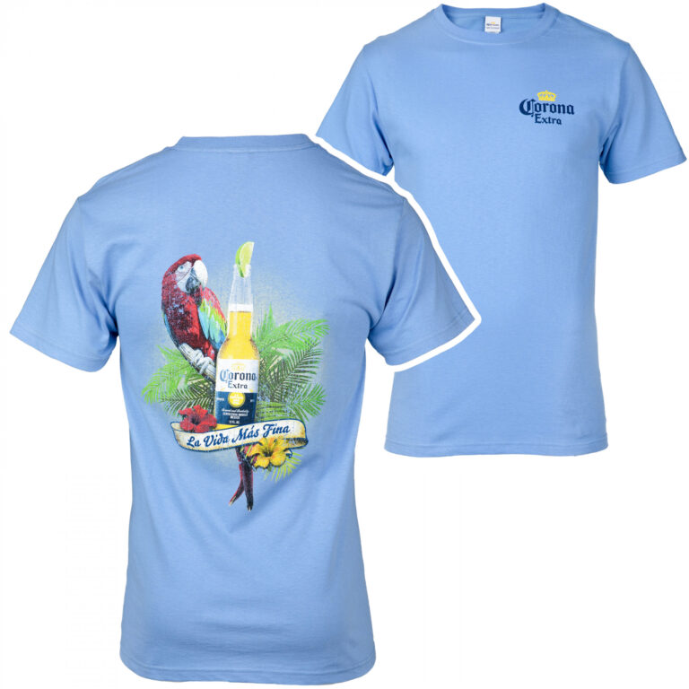 Corona Extra Parrot La Vida Mas Fina Blue Front and Back T-Shirt