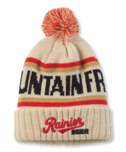Rainier Beer Mountain Fresh Cuffed Knit Beanie with Pom