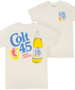 Colt 45 Malt Liquor Beige Colorway Front and Back Print T-Shirt