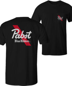 Pabst Blue Ribbon Logo Text Front and Back Print T-Shirt