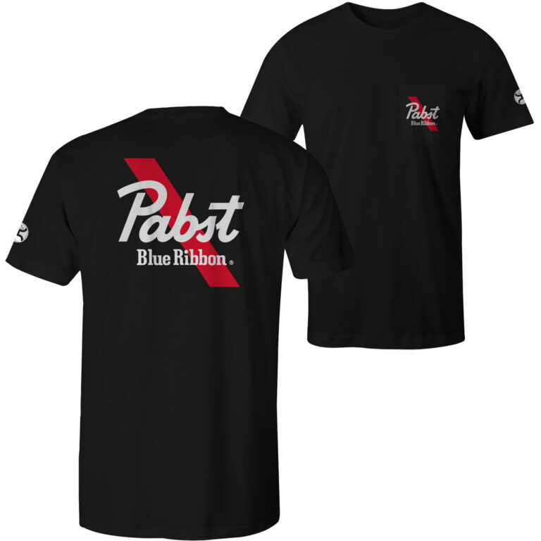 Pabst Blue Ribbon Logo Text Front and Back Print T-Shirt