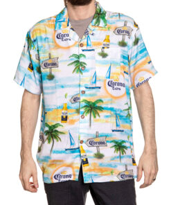 Corona Extra Bahama Beach Day Hawaiian Button Up Shirt