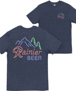 Rainier Beer Neon Bar Sign Front and Back Print T-Shirt