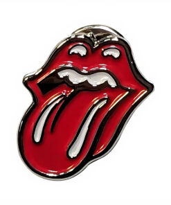 Rolling Stones Classic Tongue Silver Outline Badge Pin
