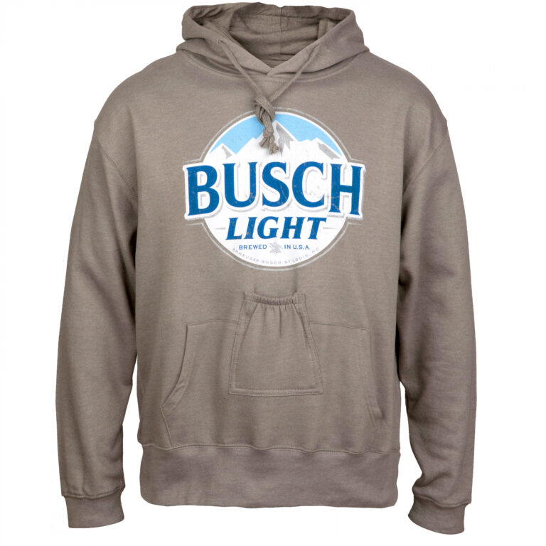 Busch Light Men’s Grey Round Logo Beer Pouch Hoodie