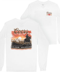 Coors Sunset in Golden Colorado Print Men's White Long Sleeve Shirt