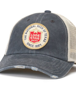 Lone Star Beer Label Patch Distressed Navy Colorway Adjustable Hat