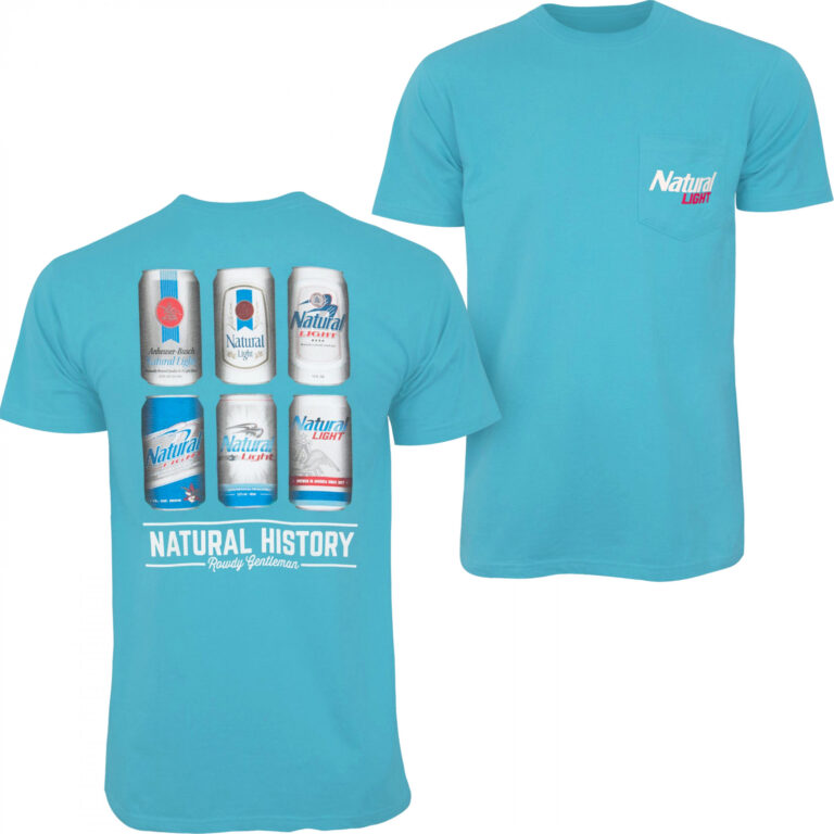Natural Light Men’s Bright Blue Natural History Rowdy Gentleman T-Shirt