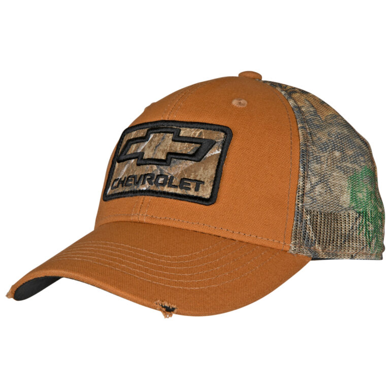 Chevrolet Logo Worn Camo Pre-Curved Adjustable Trucker Hat