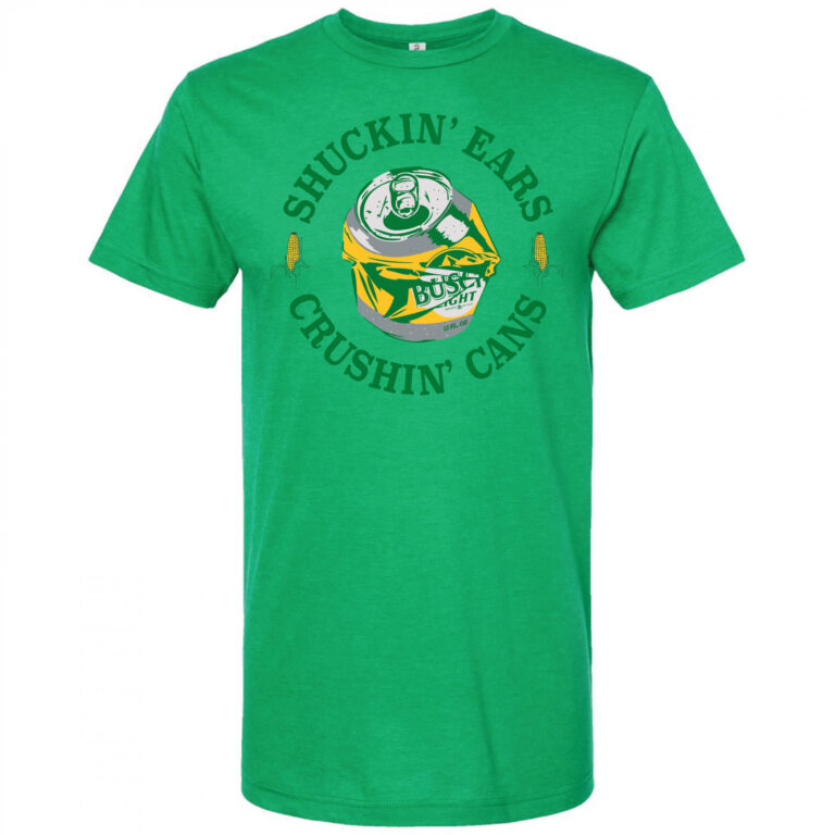 Busch Light Shuckin’ Ears Crushin’ Cans Emblem T-Shirt