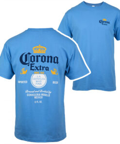 Corona Extra Label Carolina Blue Front and Back Print T-Shirt