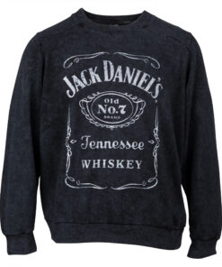 Jack Daniel's Label Women's Mineral Wash Crew Neck Fleece Sweatshirt