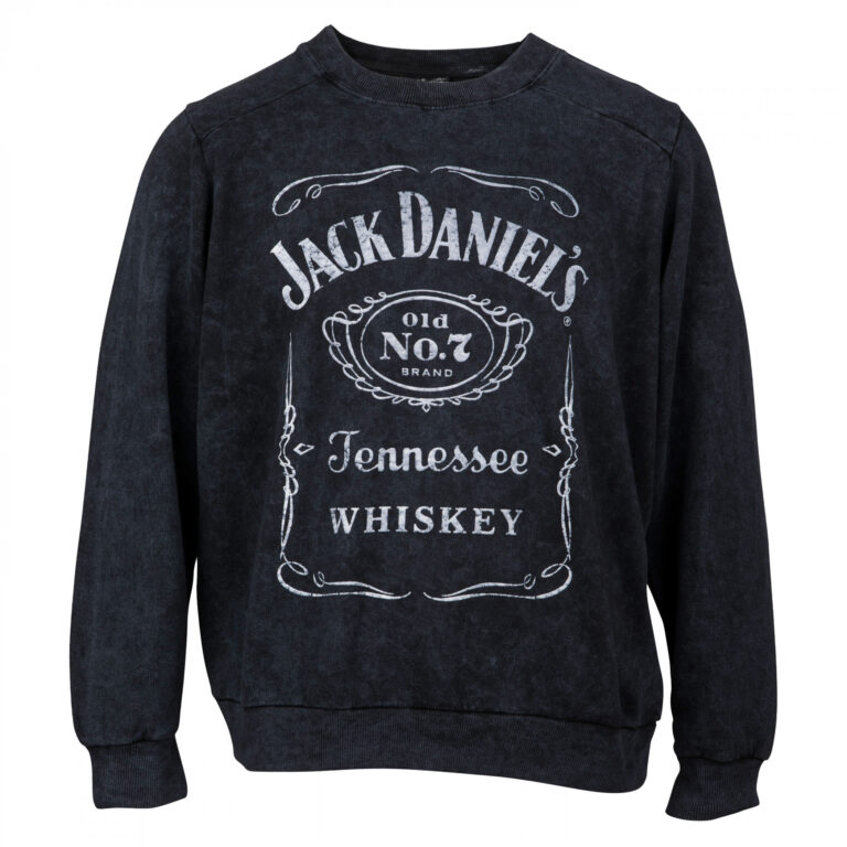 Jack Daniel’s Label Women’s Mineral Wash Crew Neck Fleece Sweatshirt