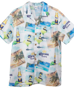 Corona Extra White Hawaiian Button Up Shirt