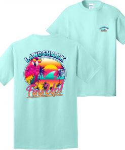 Margaritaville Landshark Parrot Fins Up! Front Back T-Shirt